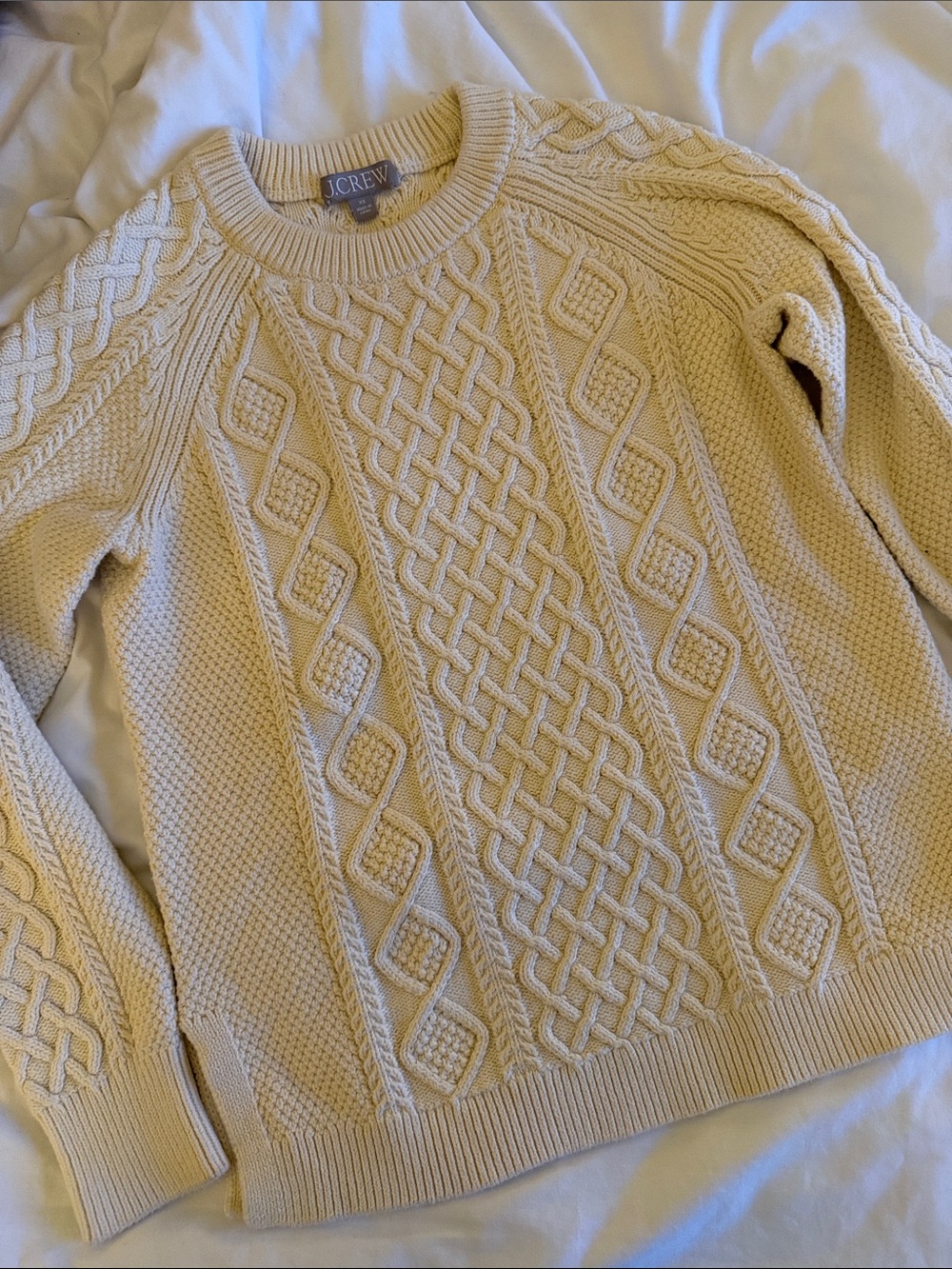 J. Crew 100% Cotton Cable Knit Scoop-Neck Sweater